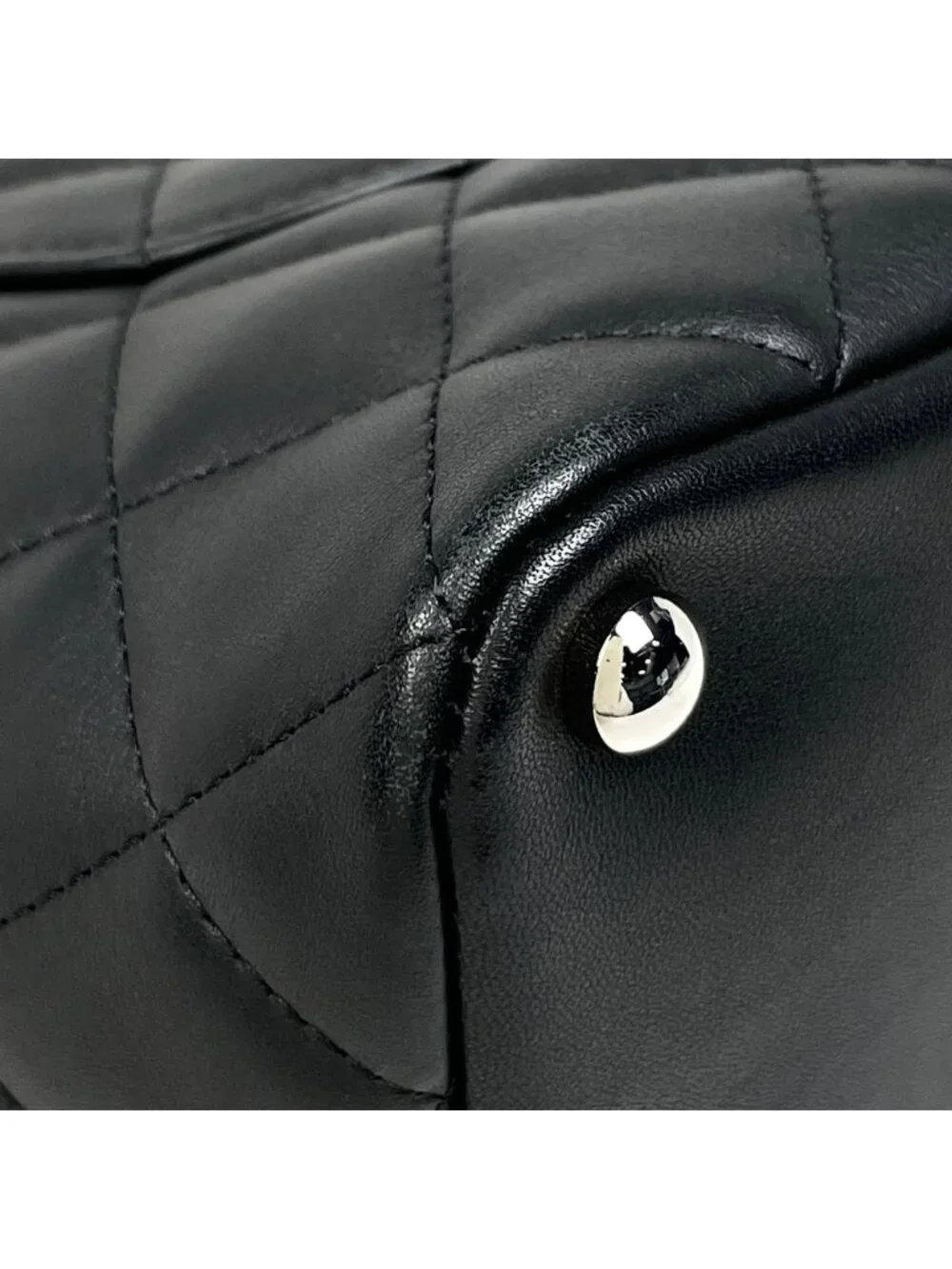 Chanel Cambon Line Tote CC Logo Handbag Leather Black - Picture 3 of 12